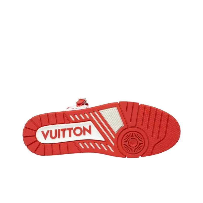 LOUIS VUITTON LV Trainer Sneaker Mid White Red-4