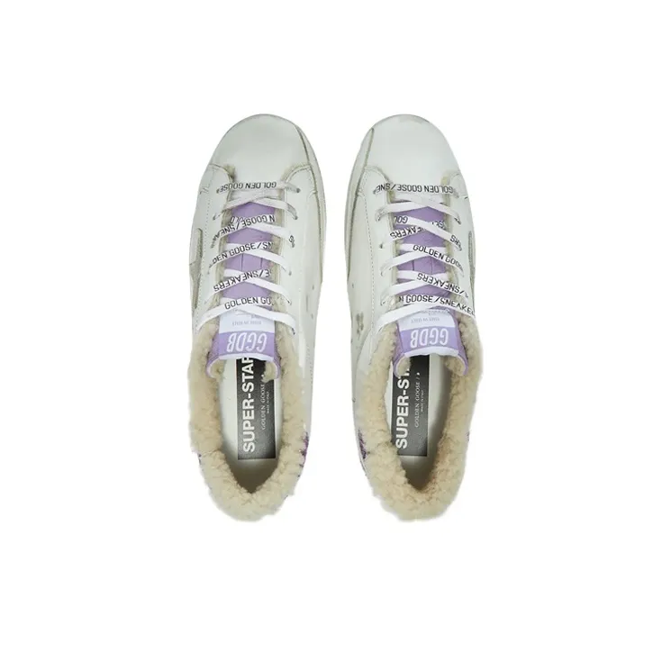 Golden Goose Super Star Brand Low Top Skateboard Shoes Women's Purple Sequins Tail-2