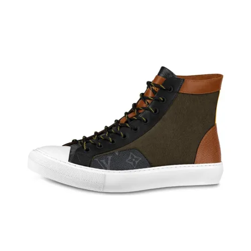 LOUIS VUITTON Tattoo Skateboard Shoes Men High-Top Black/Brown/White