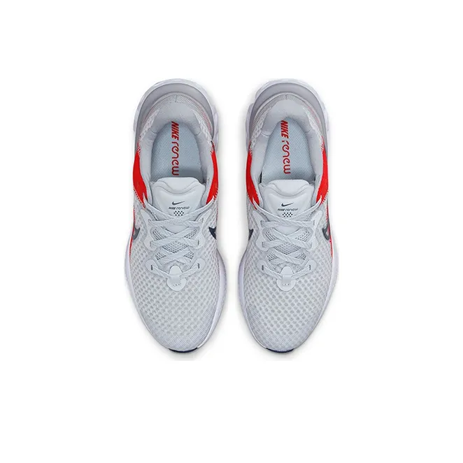 Nike Renew Run 2 Cushioning Anti-Slip Wear-Resistant Breathability Low-Top Running Shoes GS Gray Red-3