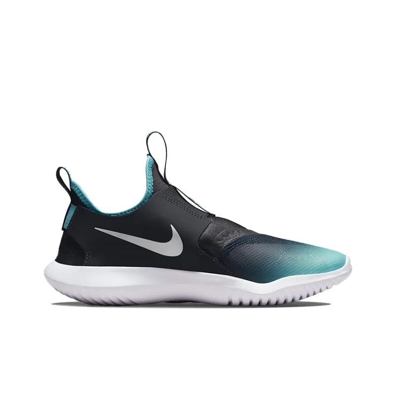 Nike Flex Runner Cushioned Anti-Slip Wear-Resistant Breathable Lightweight Low-Top Running Shoes GS Black Blue-1