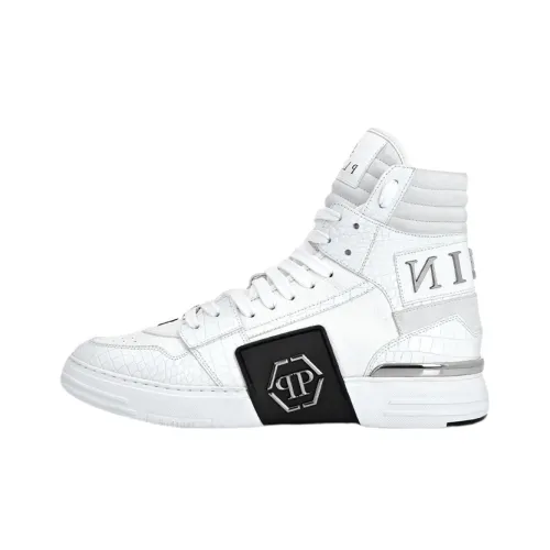 PHILIPP PLEIN Skateboard Shoes Men High-Top White