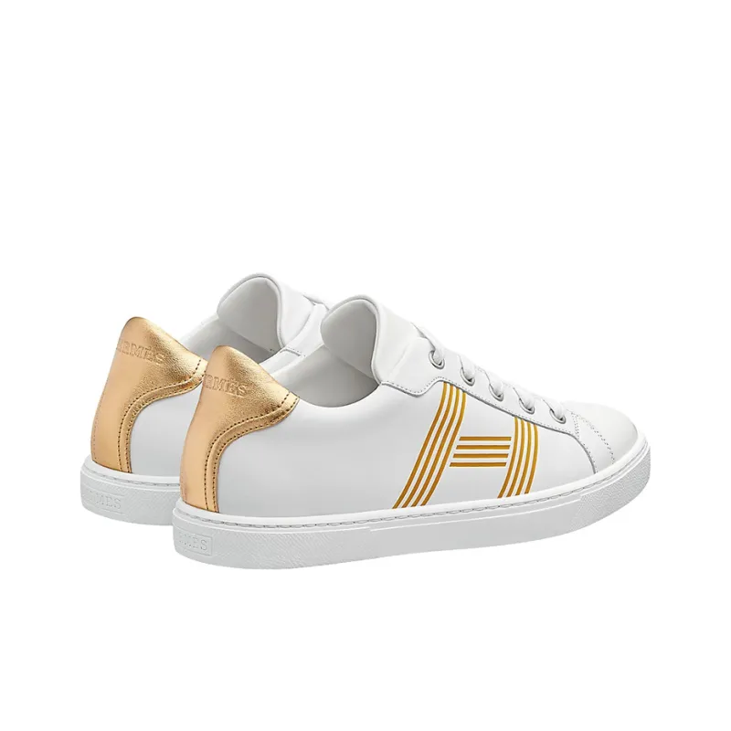 HERMES Avantage Skateboard Shoes Women's Low Top White Gold-3