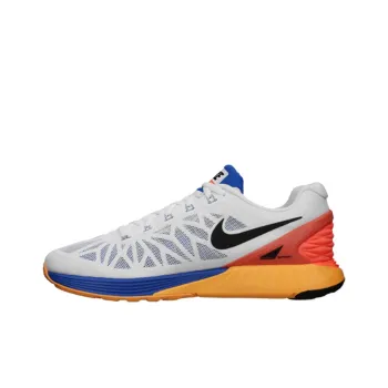 Nike Lunarglide 6 Cushioning Anti Slip And Wear Resistant Low Top Running Shoes Men's White Orange Blue