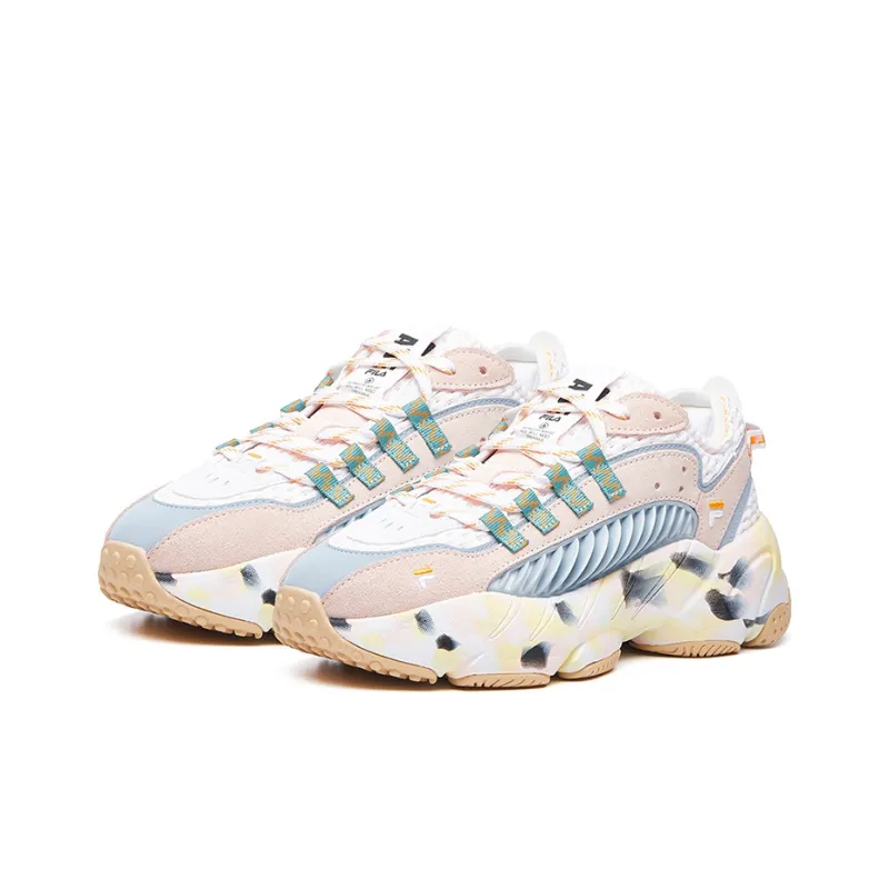 FILA FUSION ADE Anti Slip And Wear Resistant Breathable Low Top Running Shoes Women's Pink White-3