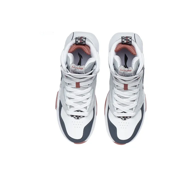 LiNing Cushioned Slip Resistant Abrasion Resistant High Top Sports Casual Shoes Microcrystalline Gray-3