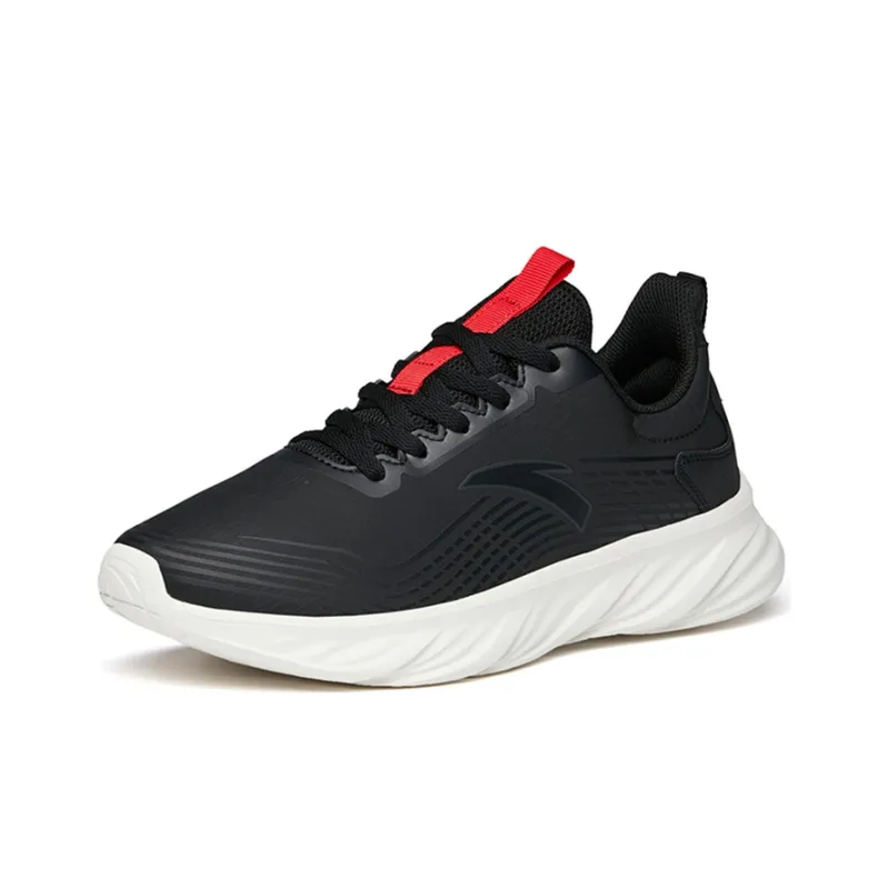 Anta Cushioning Breathable Lightweight Wear Resistant Slip Resistant Low Top Running Shoes Men's Black White-1