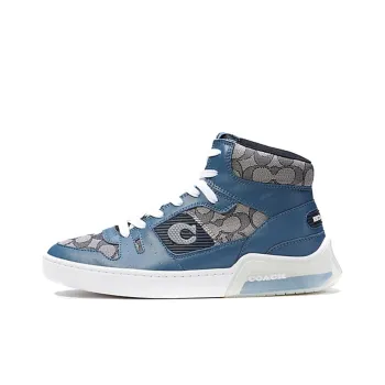 COACH CitySole Skateboard Shoes Men High Top Light Blue