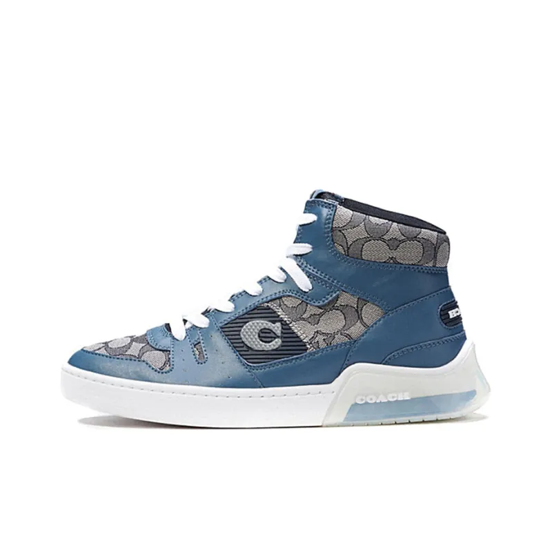COACH CitySole Skateboard Shoes Men High Top Light Blue-0