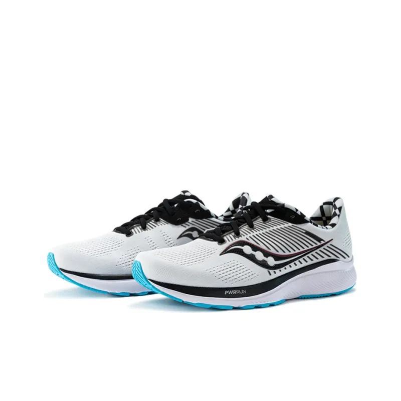 Saucony Guide 13 Cushioned Slip Resistant Abrasion Resistant Low Top Running Shoes Men's White Black Wide Women's-2