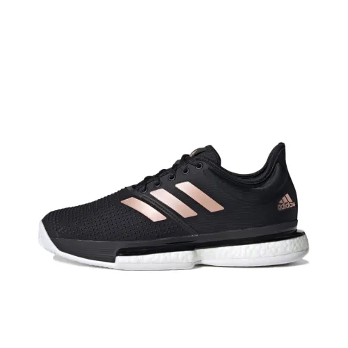 Adidas Solecourt Tennis Shoes Women's Low-Top Black/White/Pink