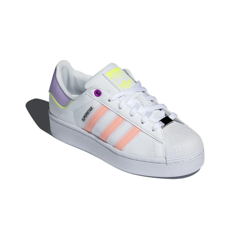 Adidas Originals Superstar Bold Anti Slip Wear Resistant Low Top Skateboard Shoes Women's White Pink Purple-2