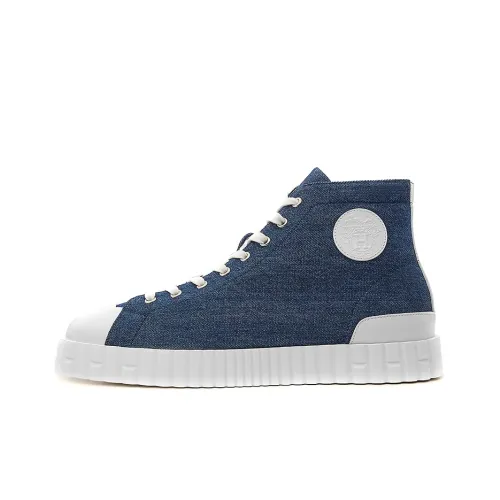 HERMES Climb Skateboard Shoes Men High-Top Dark Blue