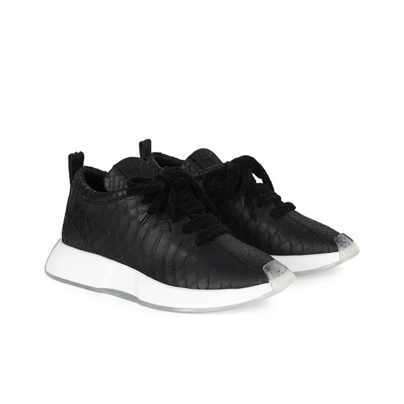 Giuseppe Zanotti/GZ Fero Cushioned Slip Resistant Lightweight Height Increasing Low Top Casual Shoes Women's Black-2