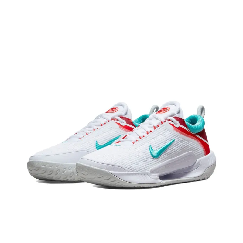 Nike Court Zoom Nxt Hc White Light Silver Habanero Red Washed Teal Women's-2