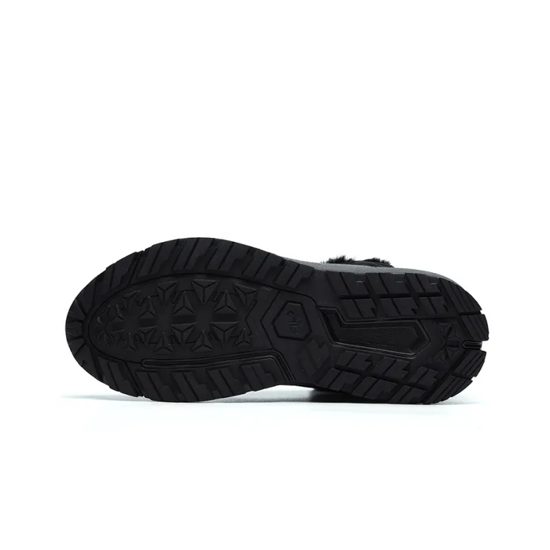 FILA Cushioned Anti-Slip And Wear-Resistant Warm High-Top Running Shoes Men's Black Silver-4