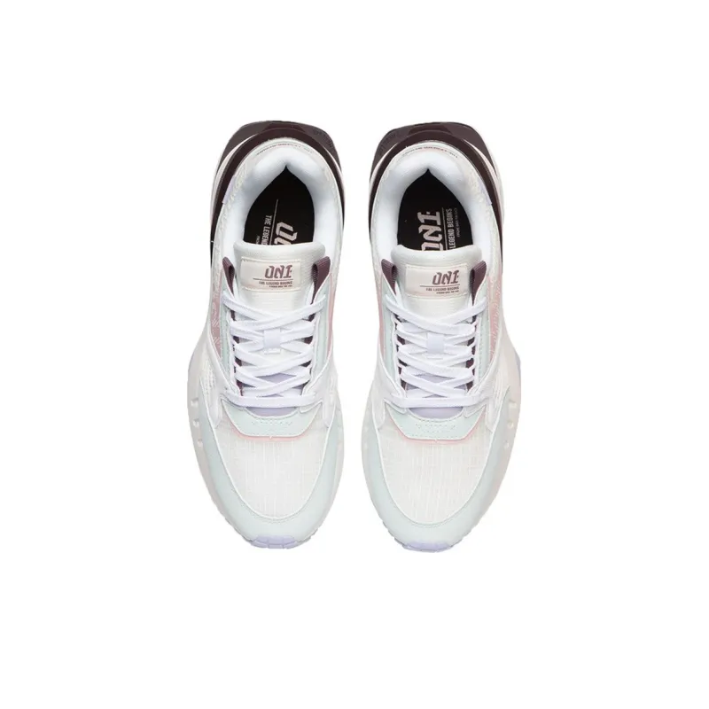 LiNing Anti-Slip And Wear-Resistant Lightweight Low-Top Running Shoes Women's White Blue-3