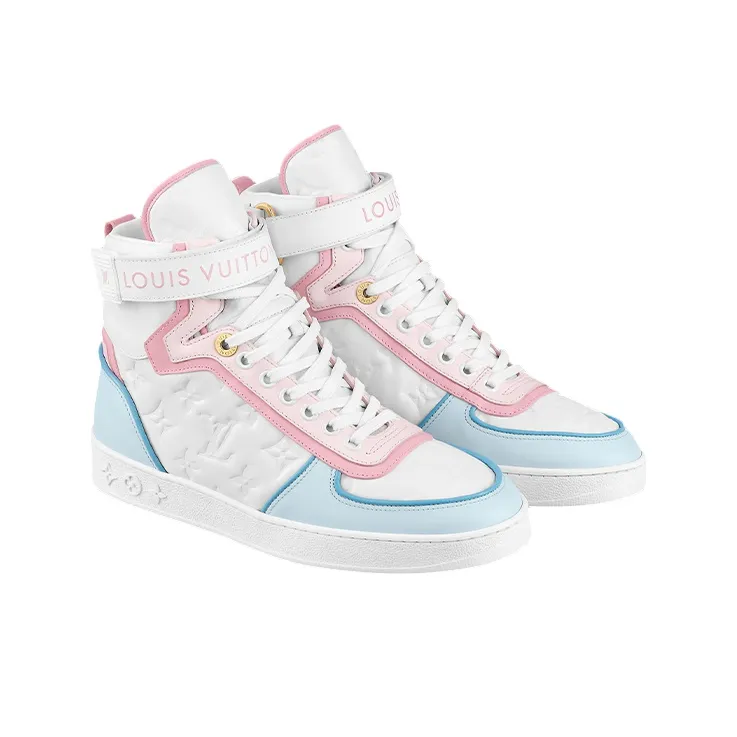 LOUIS VUITTON Boombox Ankle Sneakers 'White Monogram With Pink And Blue' Women's-2