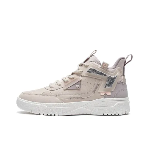 XTEP Skateboard Shoes Women's Mid-Top Beige/Pink