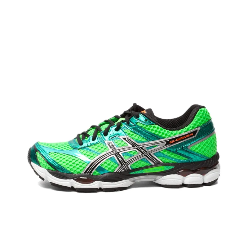 Asics Gel-Cumulus 16 Anti-Slip And Wear-Resistant Breathable Low-Top Running Shoes Men's Moss Green Gray Silver-0