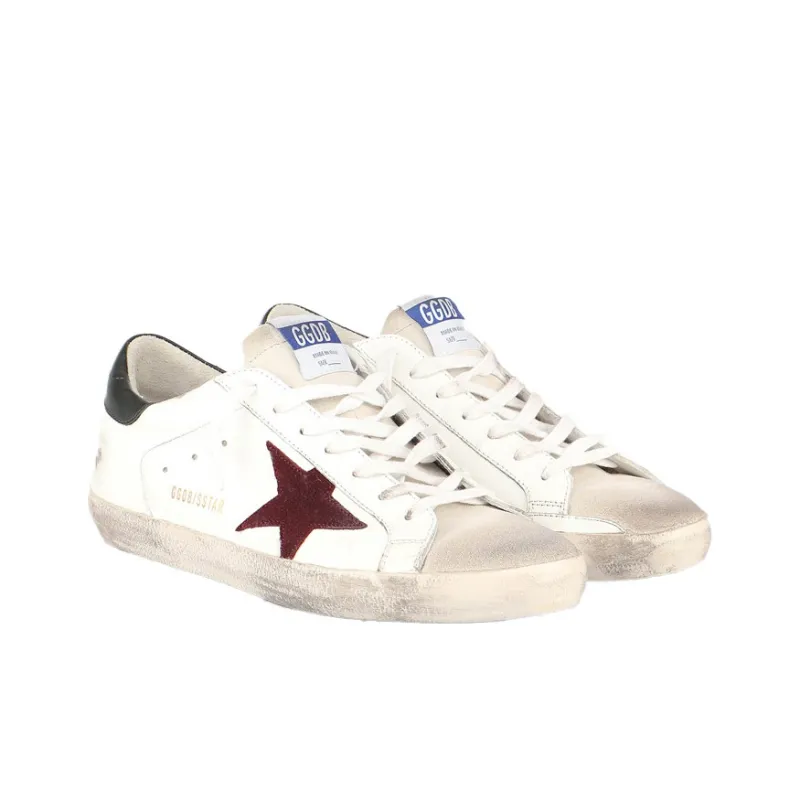 Golden Goose Super Star Low Top Stylish Skateboarding Shoes Men's White Red Vintage Version-2