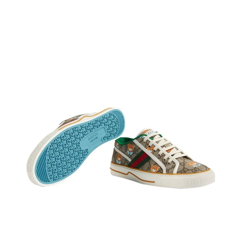Kai x GUCCI Tennis 1977 Low Top Stylish Skateboarding Shoes Men's Brown-4