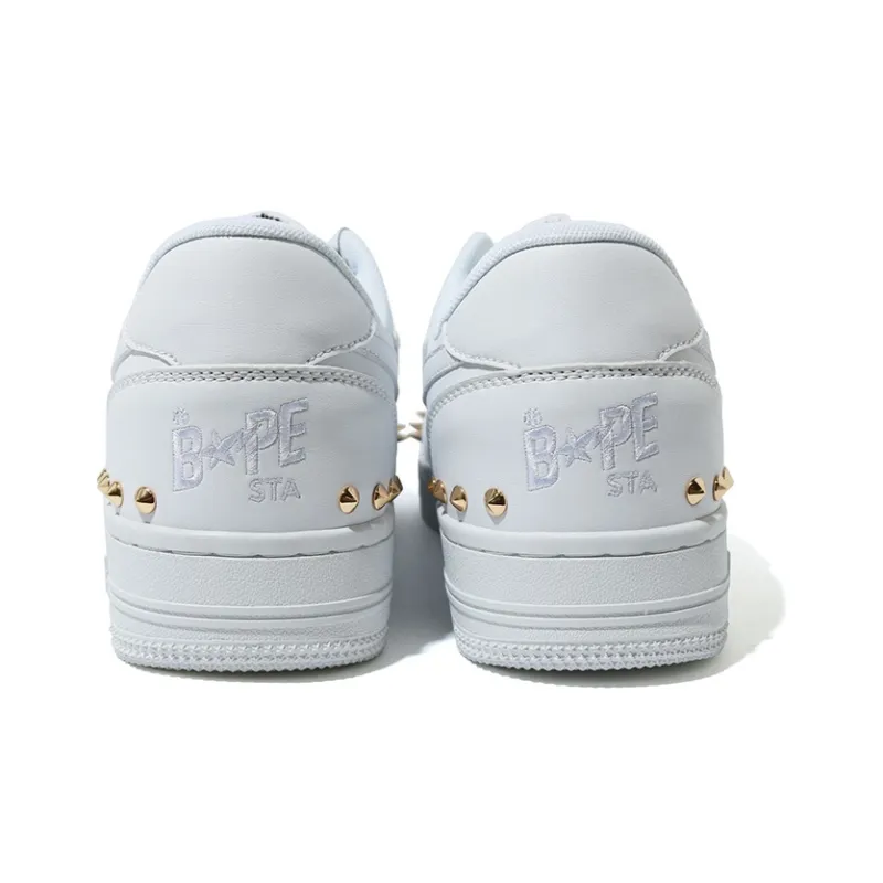 A BATHING APE STA Low Stylish Skateboarding Shoes Men's White-3