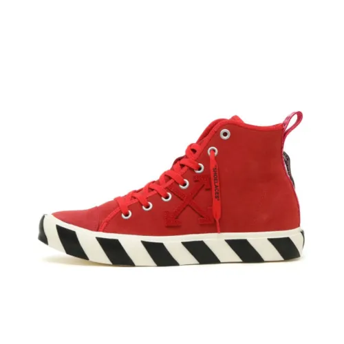 OFF WHITE Canvas Shoes Men High Top Red