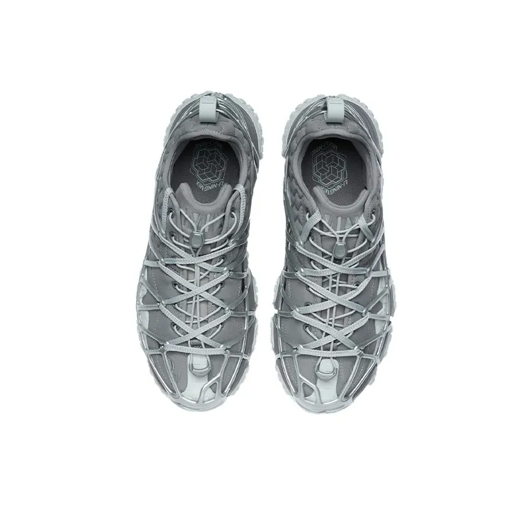 LiNing Cushioning Anti Slip Wear Resistant Coverage Support Lightweight Low Top Running Shoes Men's Shark Gray-2