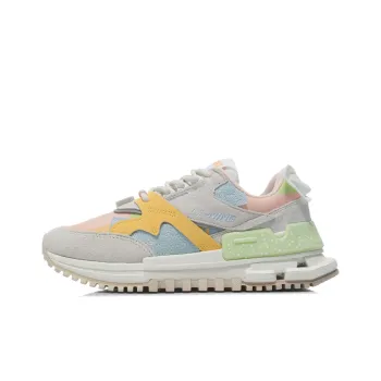 LiNing 001 Running Shoes Women's Low Top Mist White/Milk Orange Yellow