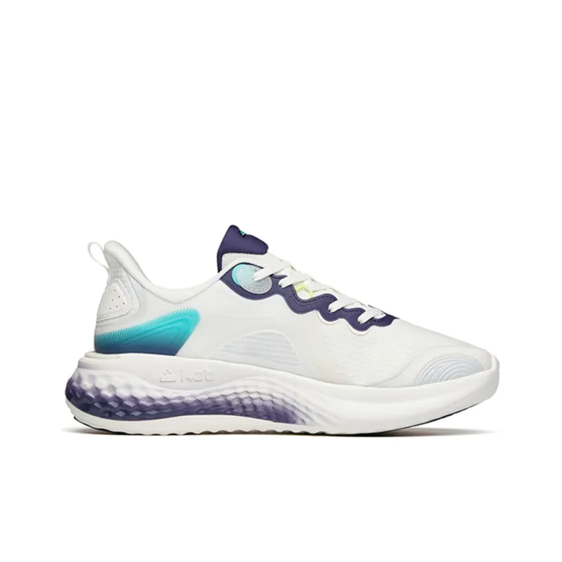 Anta Running Collection Cushioning Anti Slip Wear Resistant Breathability Low Top Running Shoes Men's White Purple-1