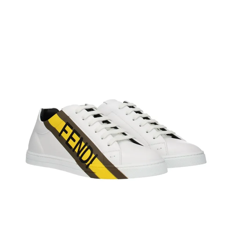 FENDI Leather Sneaker 'FENDI Logo - White Yellow'-1