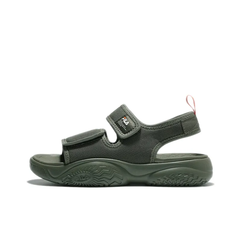 FILA Thick Sole Velcro Green Korean Version Unisex Sandals-0