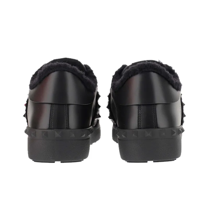 Valentino Rockstud Stylish Skateboarding Shoes Men's Black-4