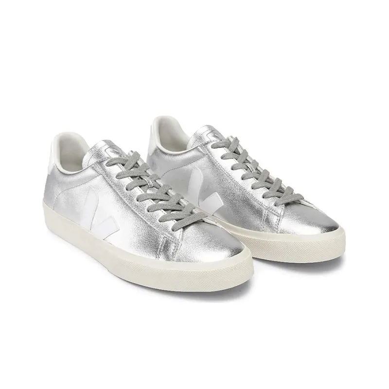 VEJA Campo Chromefree Lace Up 'Silver White'-2