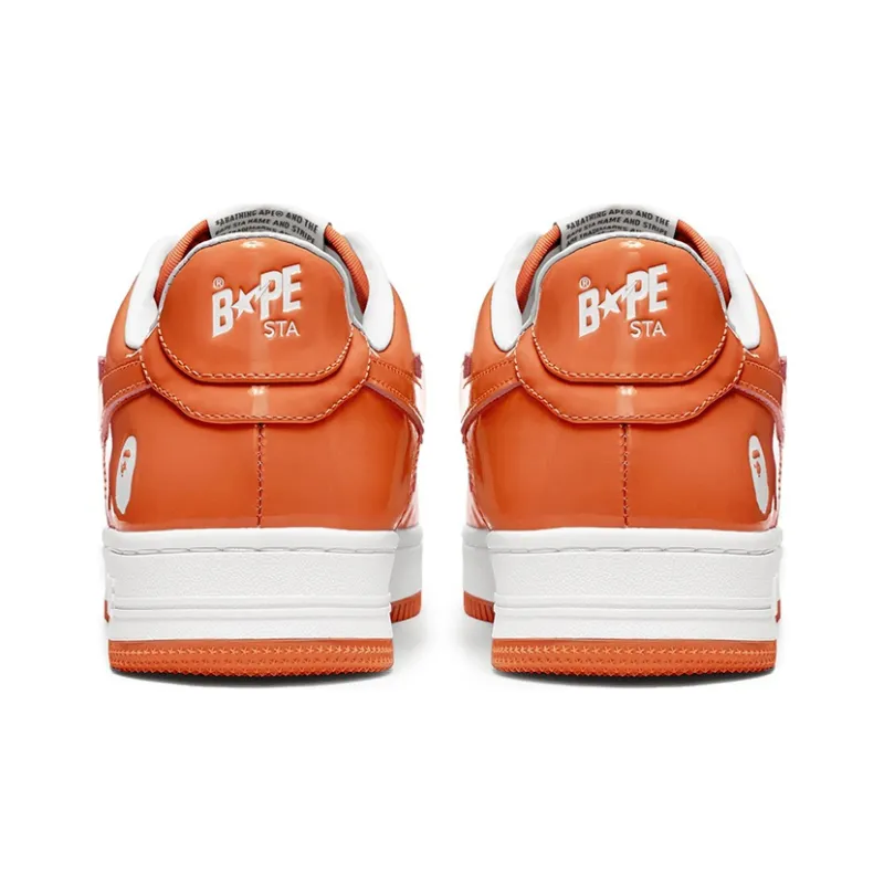 A BATHING APE Stylish Skateboarding Shoes Women's Orange White-4