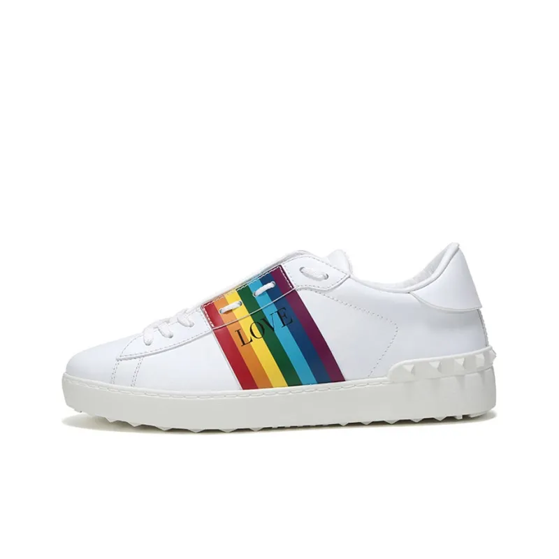 Valentino Open Low Top Stylish Skateboarding Shoes Men's Rainbow-0