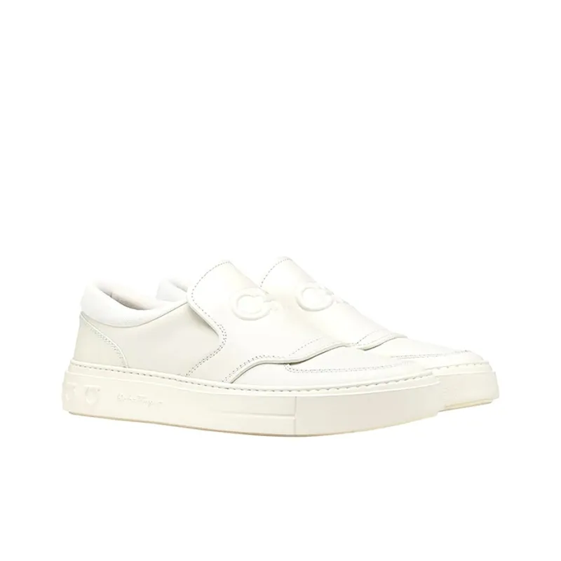 FERRAGAMO Stylish Skateboarding Shoes Men's White-2