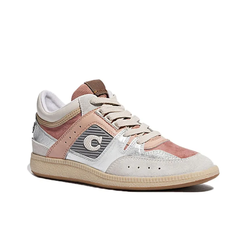 COACH CitySole Low Top Stylish Skateboarding Shoes Women's White Silver Pink-1