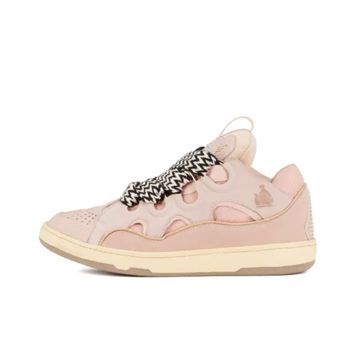 Lanvin Curb Leather Stitching Sports Shoes Pink Male