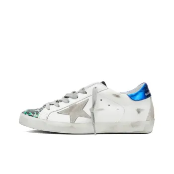 Golden Goose Super Star Stylish Skateboarding Shoes Women's White Blue Tail