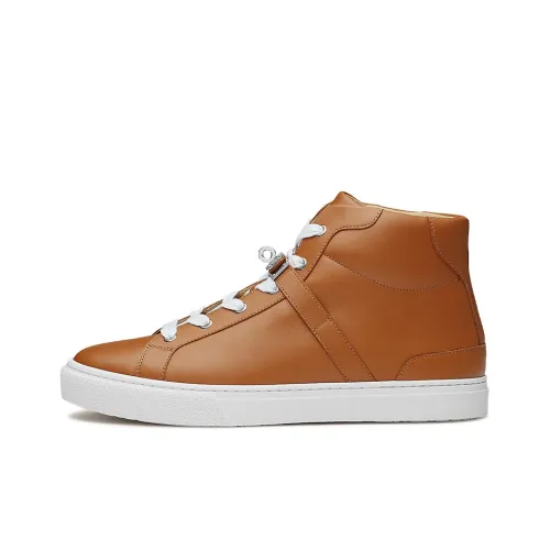 HERMES Daydream Skateboard Shoes Men High-Top Brown