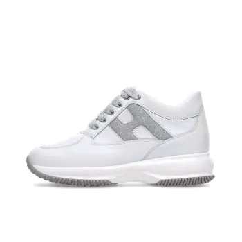 HOGAN Interactive Cushioning, Slip Resistant, And Abrasion Resistant Mid Top Casual Shoes Women's Silver White