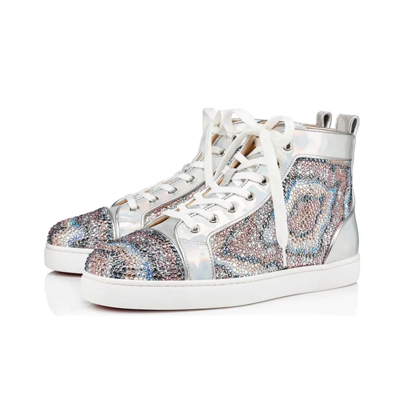 CL LUBOTING High Top Skateboard Shoes Men's Silver-1