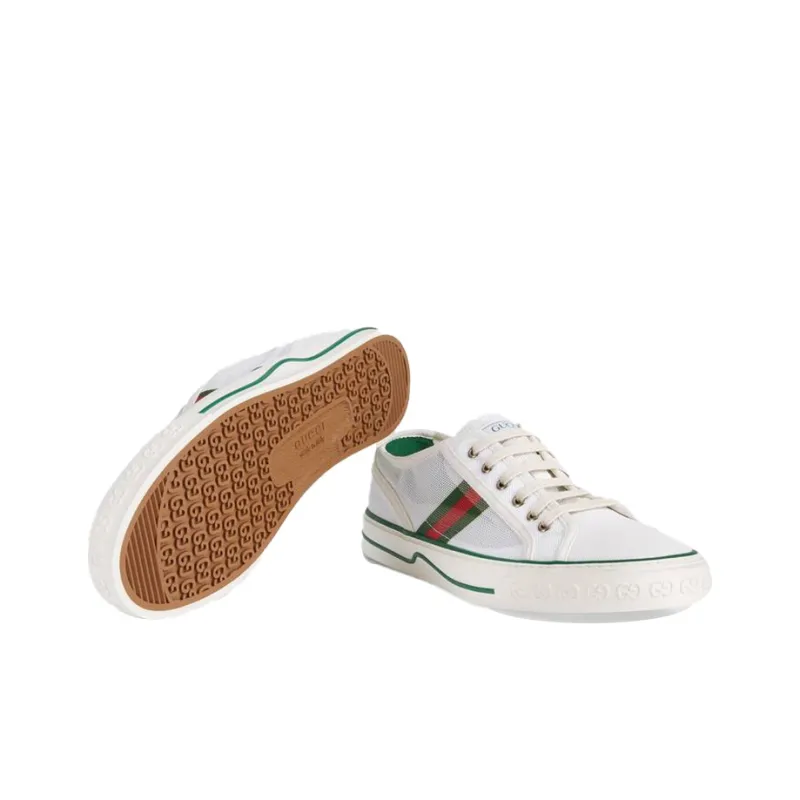 GUCCI Tennis 1977 Low Top Stylish Skateboarding Shoes Men's White Green-4