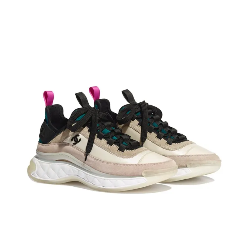 CHANEL Women's Velvet Calfskin & Mixed Fibers Sneaker 'Beige Pink' Women's-1