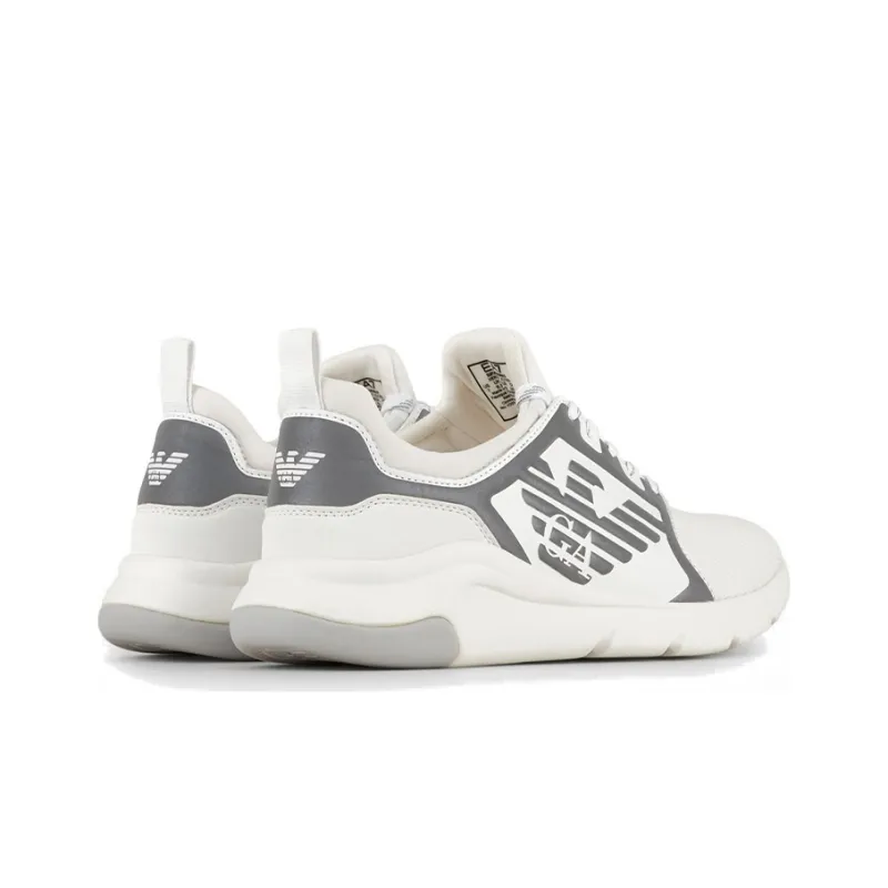 EMPORIO ARMANI Eagle Logo Cushioning, Slip Resistant, Abrasion Resistant, Lightweight Low Top Casual Shoes Unisex White-4