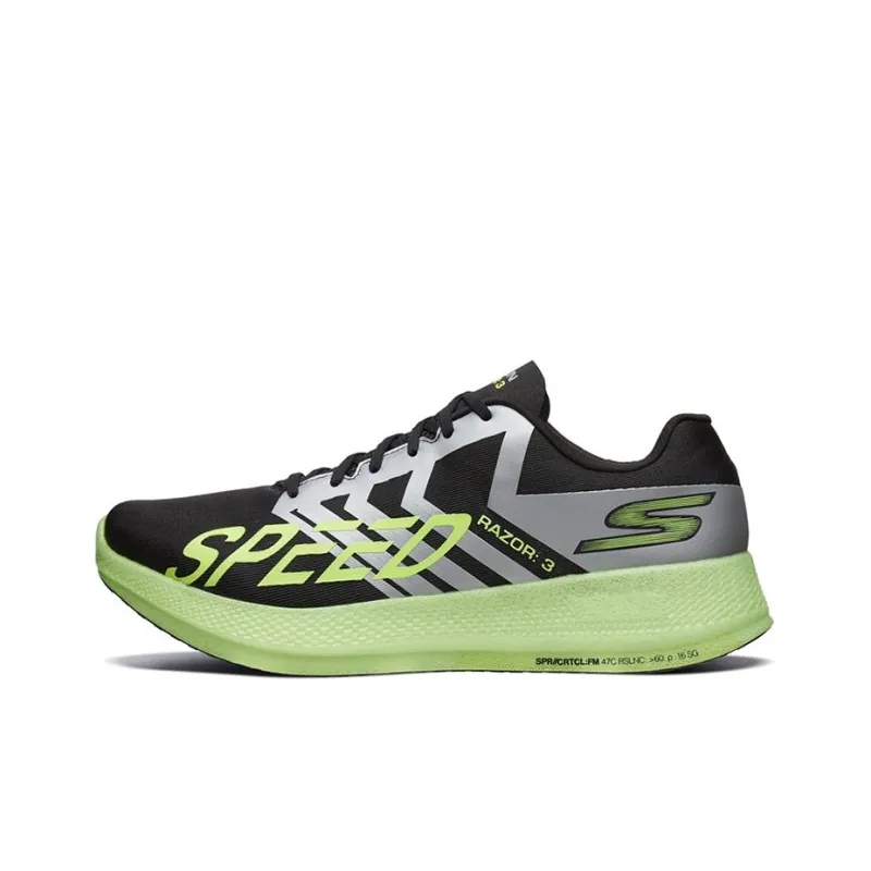 Skechers Go Run Razor 3 Low-Top Running Shoes Men's Black Lemon Green-0