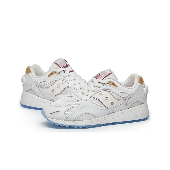 Saucony Shadow 6000 Wear Resistant Low Top Casual Running Shoes Unisex White Gold-5
