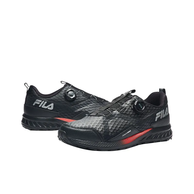 FILA Fence Cushioning Anti-Slip Wear-Resistant Breathability Low-Top Outdoor Shoes Men's Black Red-3